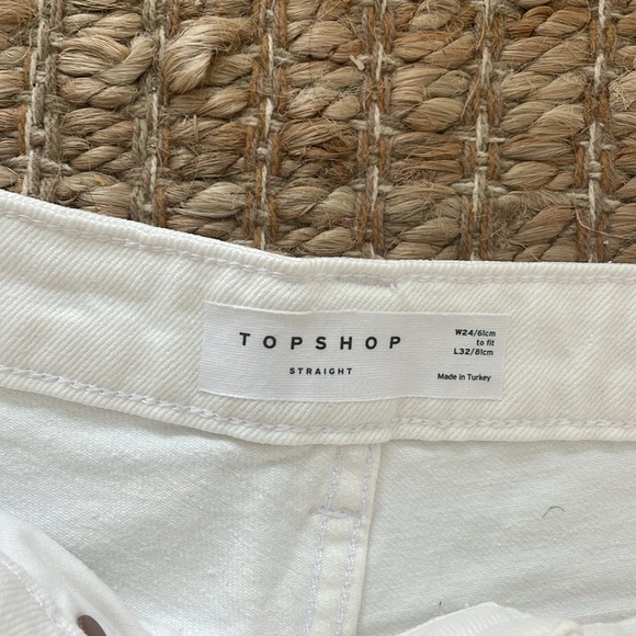 TopShop White Straight Leg Jeans Raw Hem 24 - Picture 3 of 7
